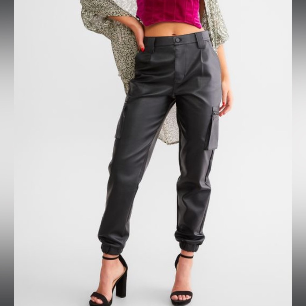 NWT KanCan faux leather joggers!